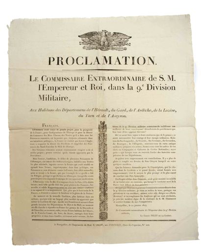EMPIRE. PROCLAMATION OF COUNT PELET OF THE...