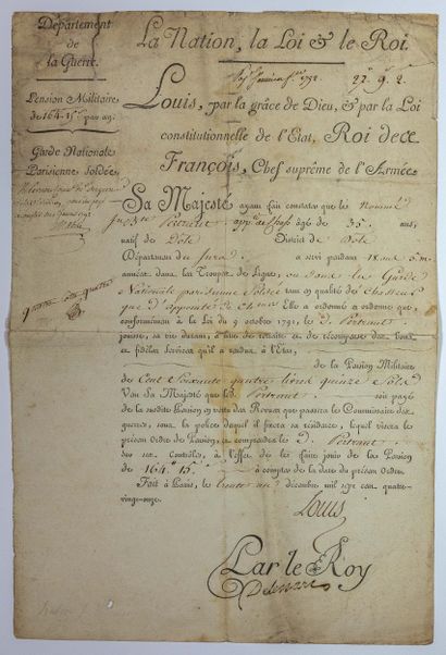 PARISIAN NATIONAL GUARD SOLD - Military pension...