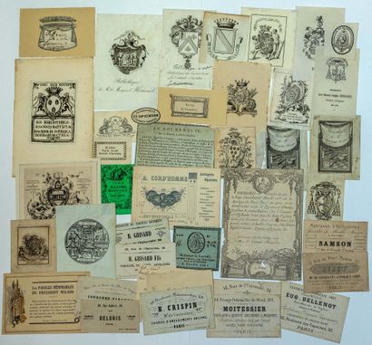 40 SMALL PAPERS: EX-LIBRIS, Business cards...