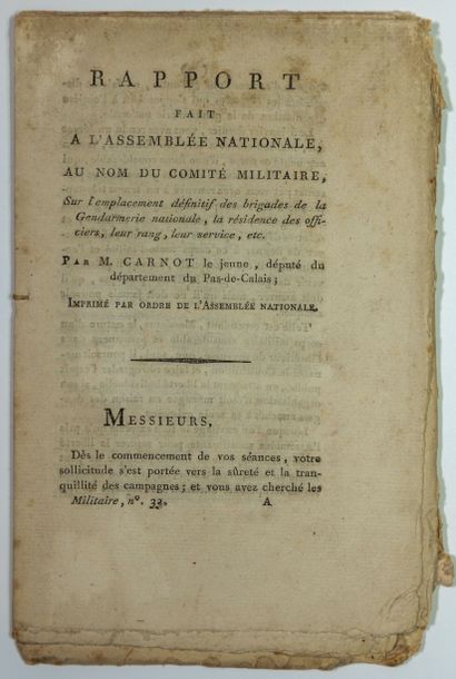 Lazare CARNOT. GENDARMERIE. REVOLUTION. -...