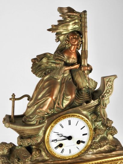 White marble and gilt bronze clock decorated...