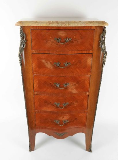 Small chiffonier in marquetry opening by...
