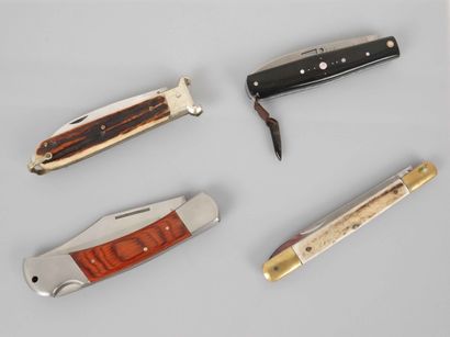 Set of 4 folding knives, one Albainox and...