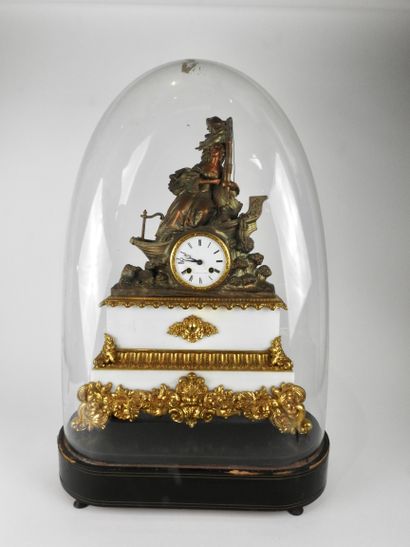 White marble and gilt bronze clock decorated...