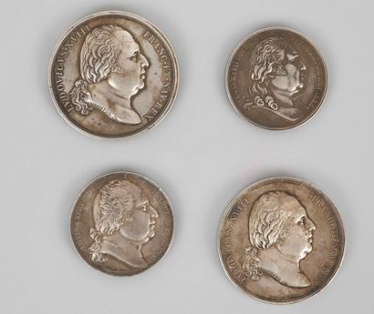LOUIS XVIII

Set of four silver medals, Wedding...