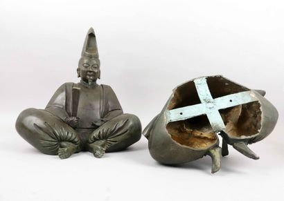 Pair of large bonzes holding a fan

Bronze...