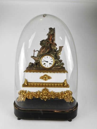 White marble and gilt bronze clock decorated...