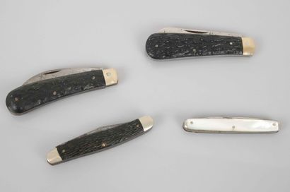 Set of 4 folding knives, one in mother of...