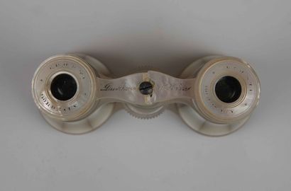 A pair of mother-of-pearl theater binoculars...