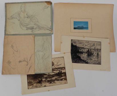Handful of drawings and prints including:

Joseph...
