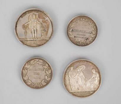 LOUIS XVIII

Set of four silver medals, Wedding...