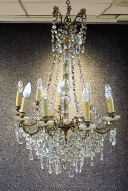Cage chandelier in bronze with nine arms...
