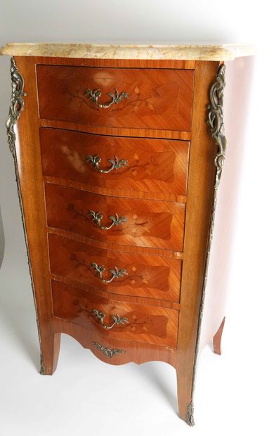 Small chiffonier in marquetry opening by...