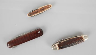 Set of 3 folding multiblade knives, one GD...