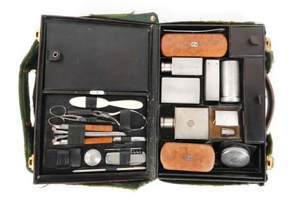 Gustave Keller, Paris, brown leather travel...