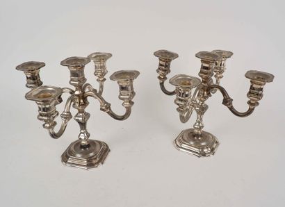 
Pair of silver plated candlesticks with...