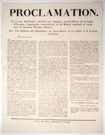 DEUX-SÈVRES. EMPIRE 1814. WHITE TERROR. VENDÉE:...