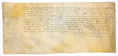 VAL D'OISE. 1558. Parchment (15 x 32 cm)...