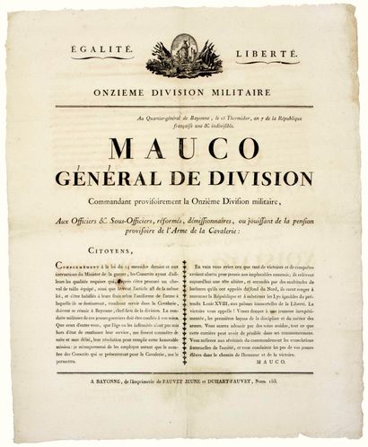 ATLANTIC PYRÉNÉES. 1799. Headquarters in...