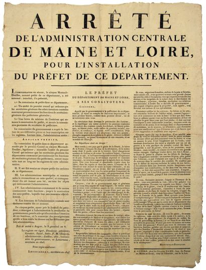MAINE-ET-LOIRE. 1800. Arrêté de l'Administration...