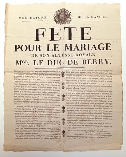 MANCHE. 1816. DUC DUCHESSE DE BERRY. 