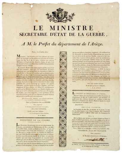 ARIÈGE. 1816. MILITAIRES, MORTS AUX ARMÉES,...