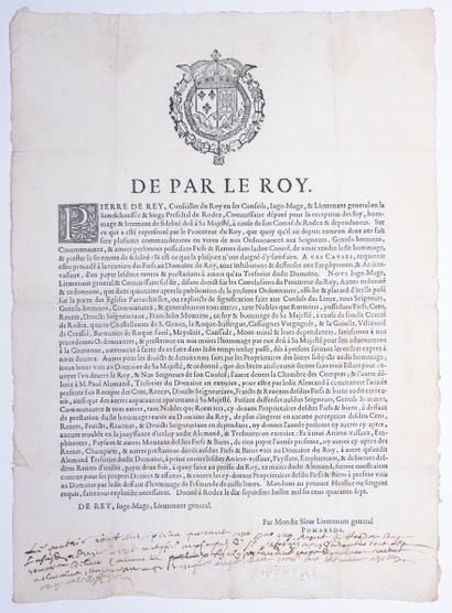 AVEYRON. RODEZ (12) July 17, 1647. De par...