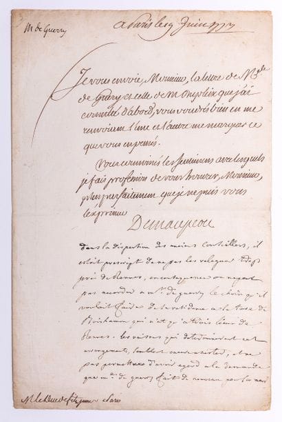 BRITTANY. Letter signed De MAUPÉOU (René-Nicolas;...
