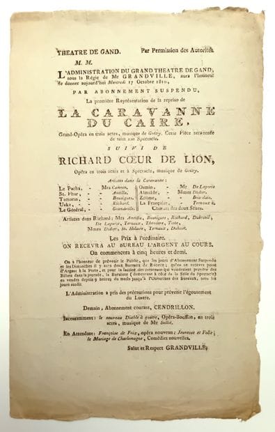 SHOW FLYER. GAND THEATER. 1810. 