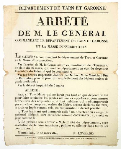 TARN ET GARONNE. 1814. END OF THE EMPIRE....