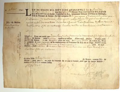 ROUEN (Seine-Maritime). 1741. CORPORATION....