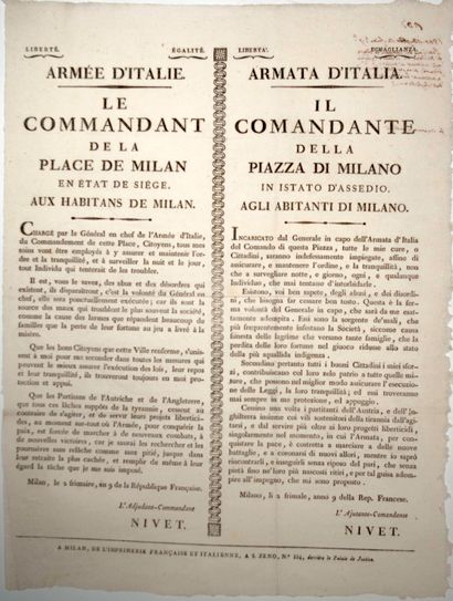 ITALIAN ARMY. 1800. SIEGE OF MILAN. Bilingual...