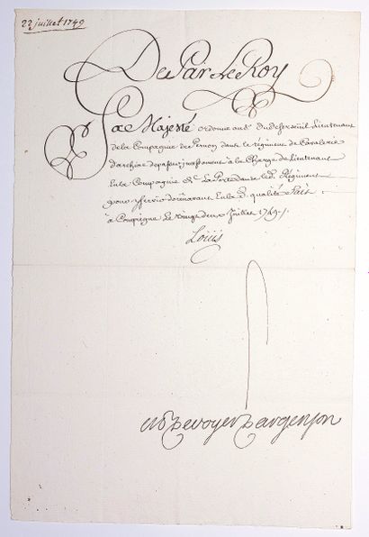 LOUIS XV. COMPIÈGNE (Château de) July 22,...
