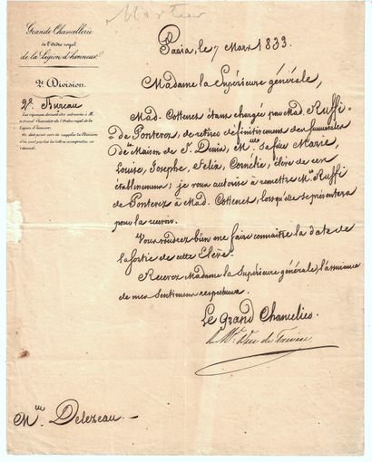 Maréchal MORTIER, Duc de TRÉVISE. Letter...