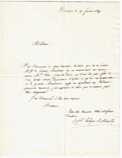 Cardinal de CROY-SOLDRE. Letter signed 