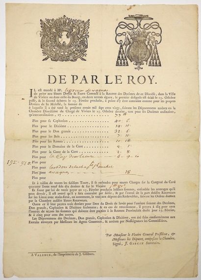 ARDÈCHE. 1720. VAGNAS (07) - De par le Roy,...