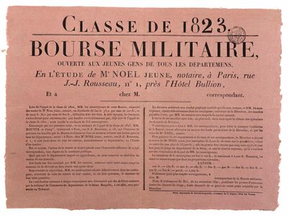 CLASS OF 1823. BOURSE MILITAIRE, open to...