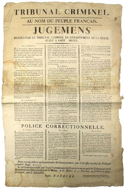 MEUSE. 1800. JUDGMENTS rendered by the CRIMINAL...