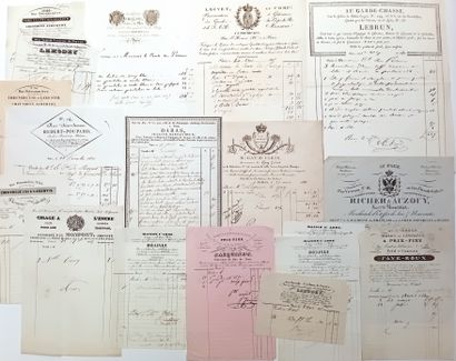 INVOICES DE PARIS. Set of 18 beautiful engraved...