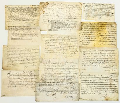RÉGIMENTS DE LOUIS XIV. 13 Quittances in-8°,...