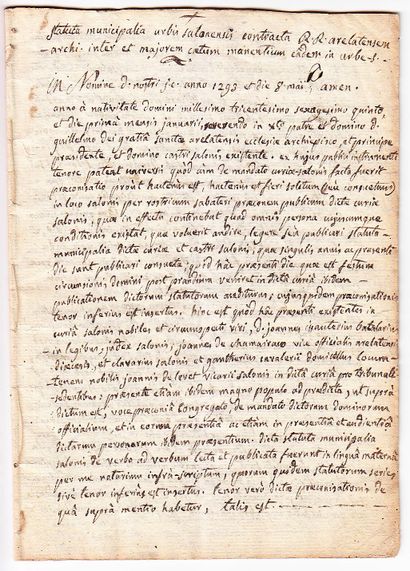 SALON DE PROVENCE (13). 1293. ANCIENT STATUTES....