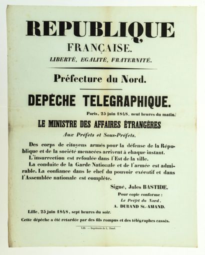 PARIS May 25, 1848. Lille (Nord). Telegraphic...