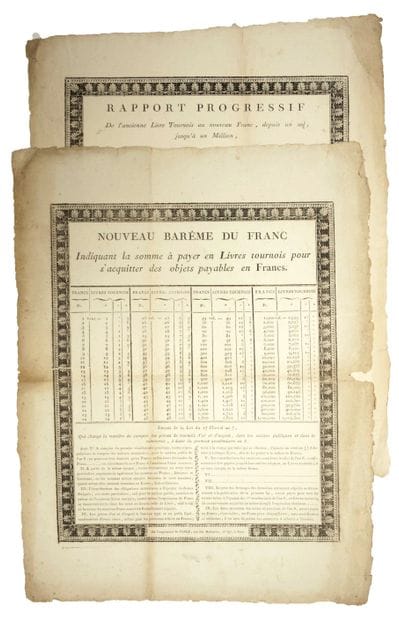 CURRENCY. CONVERSION DU NOUVEAU FRANC, 1804:...