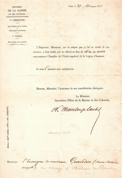 IMPERIAL NAVY. Military papers of Marie Antoine...