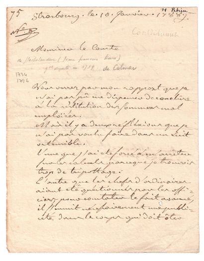 BAS-RHIN. BARON DE FLACHSLANDEN (Jean François...