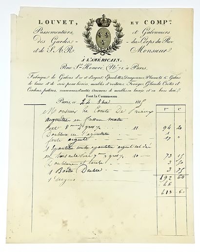 INVOICES DE PARIS. Set of 18 beautiful engraved...