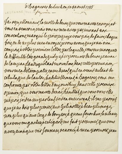 GRAMOND, Duc de LESPARRE. Autograph letter...