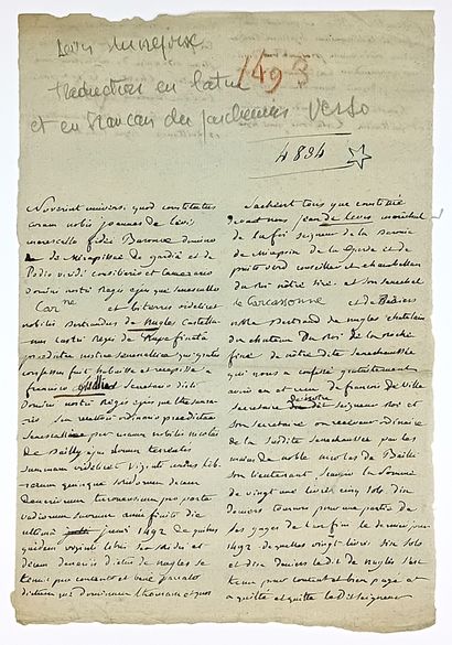 AUDE. CARCASSONNE 1493. Latin charter (9...