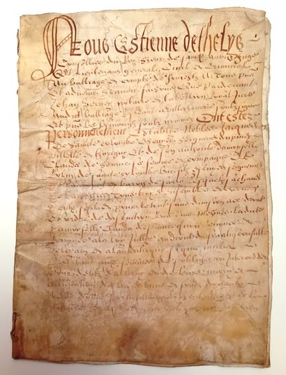 FOREZ 1601 - Deed on parchment dated Château...