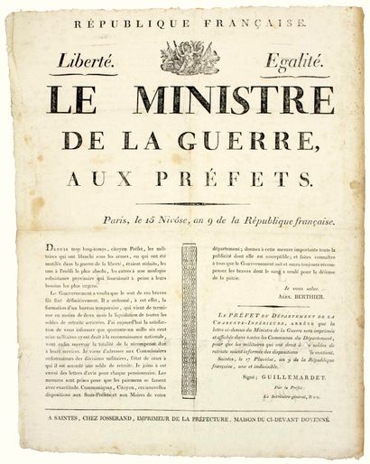 BERTHIER. 1801. CHARENTE-MARITIME. Address...